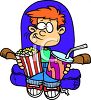 Boy eating popcorn watching a film - Its always fun to watch your favorite film while eating your favorite snack.