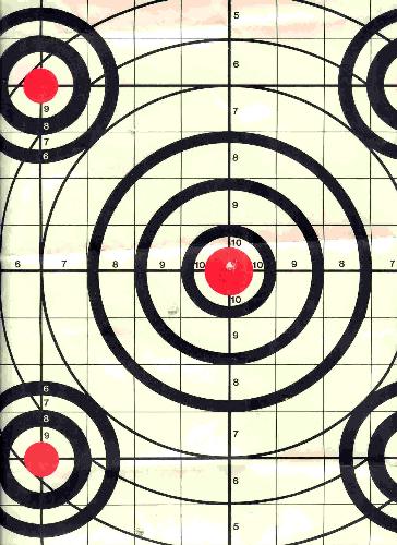 My Bulls Eye Target Practice sheet 5_29_2009 - hey check it out!!! bulls eye baby!!!!!  dang i'm good!!!!!