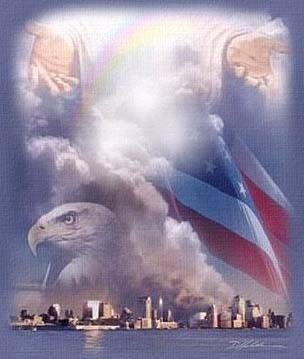 God's Hands - This painting is of the God of Christian faith holding the arms outstretched to draw in all the pain of our human trouble as I see it including one of the worst devastations that Americans have recently had in the 911 attack in the United States of America over the 50 states.