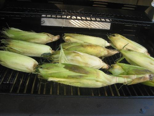 Grilled Corn - Corn cooking on the grill