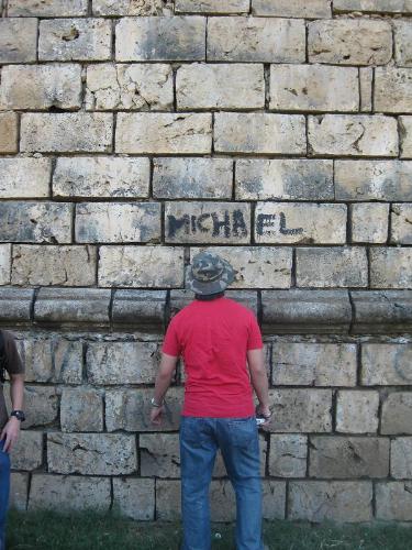 ilocos church - im shocked when i saw my name written on the side wall of ilocos church.. hehe..
