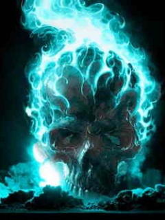 blu flaame skull - frm a mobile