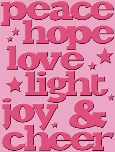 Cheering up everyone out there who is feeling low - Pink square with joy, peace, hope and love on it