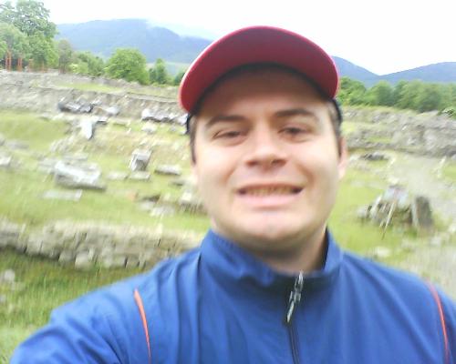 Sarmizegetusa ruins - That's me taking myself a picture with the cellphone among the Roman ruins of Sarmizegetusa.