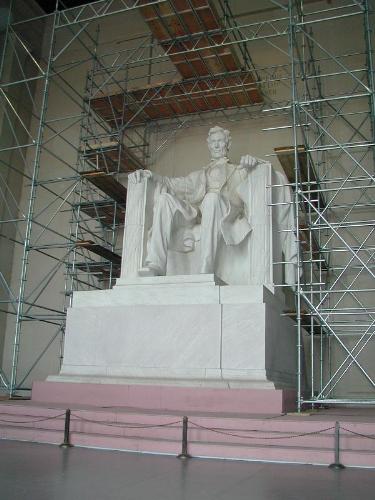 Lincoln Memorial in Washington - Taken while the memorial is under cleaning and restoration.