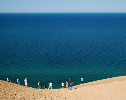 Lake Michigans Sleeping Bear Dunes - The Sleeping Bear Dunes (named by native Americans) which border Lake Michigan, one of Michigans five Great Lakes.