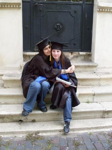 High-school graduation - My ex girlfriend and her best friend in class graduated this year. They had robes and all the works.
