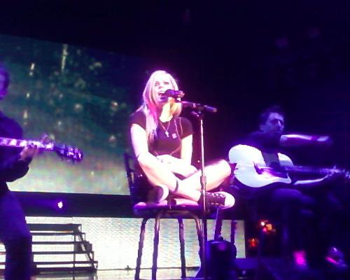 Avril live in concert - Avril lavigne live in concert on the 3rd June 2008 At the bournemouth international centre.  Taken as she sang one of the acoustic songs of the night, Cant remember which though!
