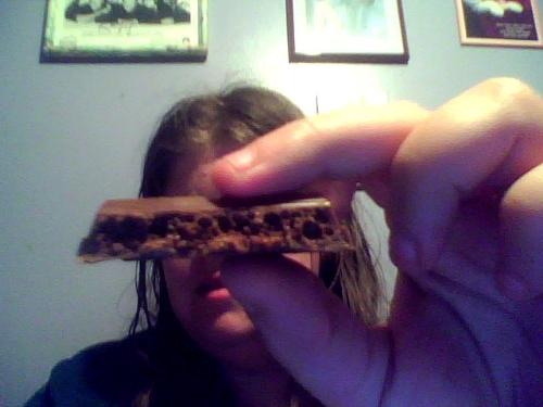Me Holding A Piece Of Chocolate - Yummy! Doesn't that look good?