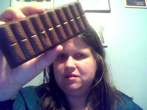 Me Holding A Chocolate Bar - Nothing better than chocolate. Yummy!