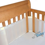 crib mesh - its breathable and keeps arms and legs in
