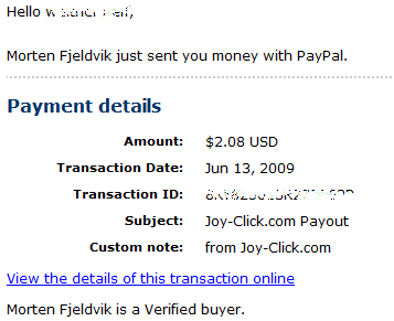 Joy Click payment 2 - My Second Payment from Joy Click for 2.08