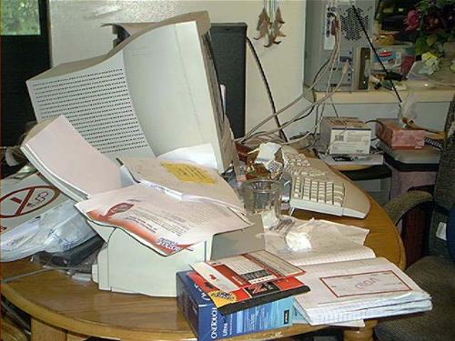 where is JAN'S KITCHEN TABLE? - EEEKK!! What a mess! See all the computer crap on my kitchen table?