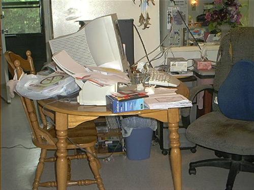 another side shot of mess - yep its another side shot of the mess on my kitchen table