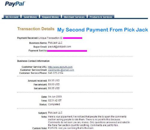 PickJack Pays!!! - PickJack Payment Proof