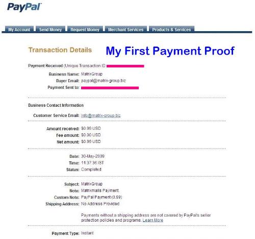 matrixmail$.com - First Payment Proof from matrixmail$.com