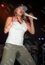 fergie - on stage with 'pee' or something on her pants