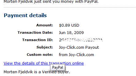 Joy Click Payment 3 - My Third Joyclick payment