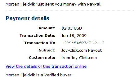 Joy Click payment 5 - My Fifth Joy click Payment!