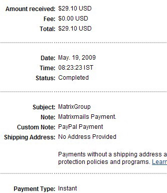 matrixmails payments - it is one of my matrixmails payments