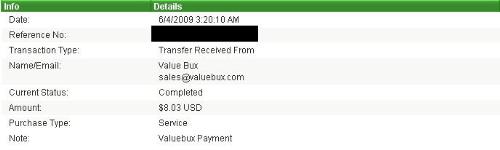 valuebux payments - it is one of my valuebux payments