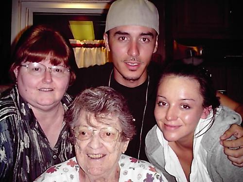 Three Generations - This was taken on my son's first trip east with his Fiancee, Nina. It is a shot of my mother, me, Paul and my daughter Debra in my mother's kitchen. May 2006.