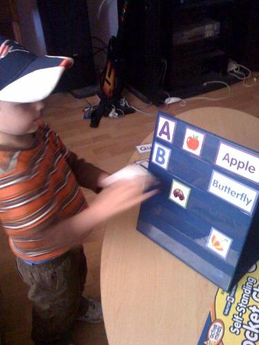 My three year old enjoying the pocket folder abc g - My three year old enjoying the pocket folder abc game we bought