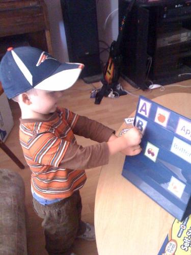 My three year old enjoying the pocket chart abc ga - My three year old enjoying the pocket chart abc game we bought yesterday
