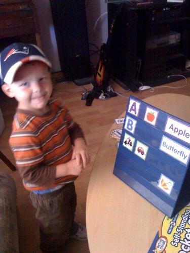 My three year old enjoying the pocket chart abc ga - My three year old enjoying the pocket chart abc game we bought yesterday