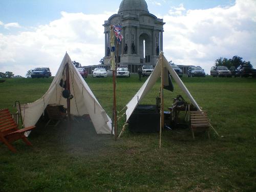 Gettysburg Battlefield photo - Is that a ghost in the left tent? I don't even know why I took this pic. The white spot is in other pictures, but not in all of them and they only appear in photos taken at the battlefield.