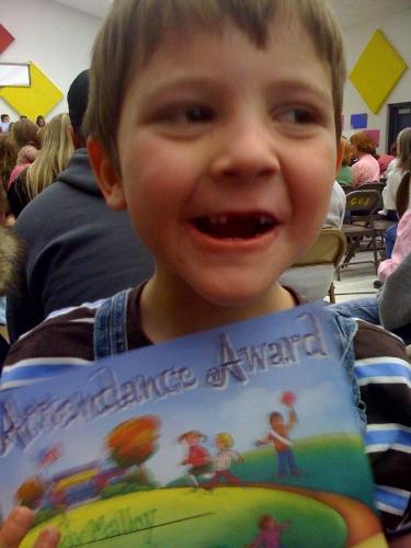 My seven year old son Cody's award for perfect att - My seven year old son Cody's award for perfect attendance