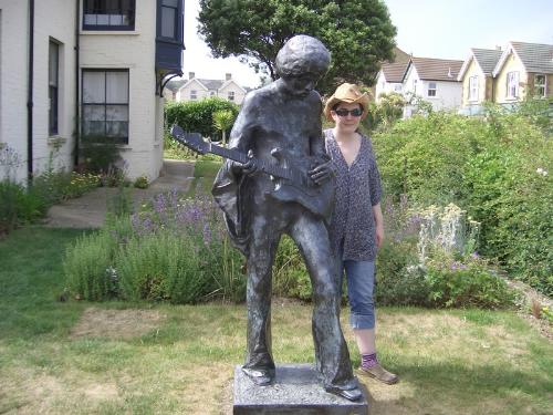 Me with Hendrix Bronze - Picture of me standing by the Hendrix Bronze.
