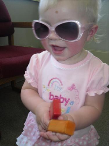 Rockin the Pink Shades - Isn't she cute?? Rockin the pink shades!