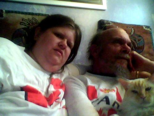 Canada Day Family Portrait - My husband, our cat, and myself on Canada Day. Aren't we cute? :)