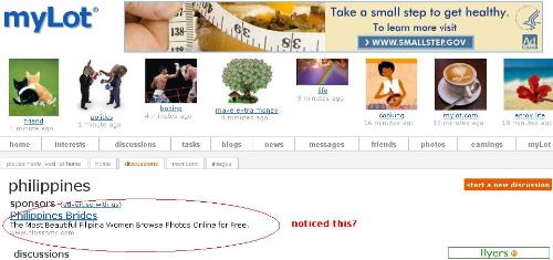 Ads on Filipina Bride - Taken from myLot page. July 2, 2009