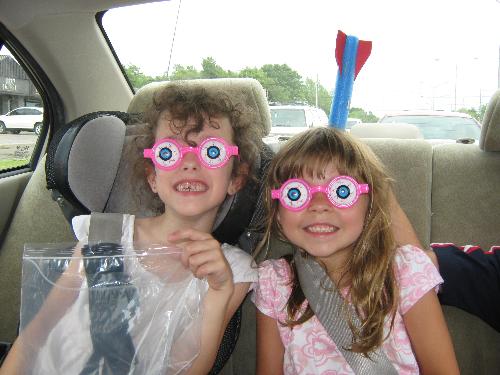 crazy kids - my crazy kid and her friend with silly glasses on