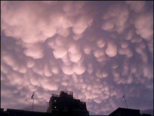 Mammatus Clouds - These are a rare cloud formation called Mammatus clouds
