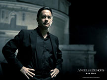 angels and demons - tom hanks as robert langdon in the famous novel adaptation angels and demons, a novel written by dan brown. the movie is the second of robert langdon&#039;s character. 