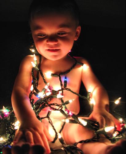 My granddaughter  - dressed up as a christmas tree