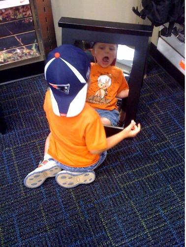 My son, Luke found this mirror while we were shopp - My son, Luke found this mirror while we were shopping and had fun making faces at himself