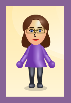 This is my mii - This is a mii that I made of myself from myavatareditor.com. It kind of looks like me except I have more grey hair, wrinkles and I actually have hands instead of little purple balls. You can make your own avatar that looks very similar to the Nintendo Miis at this website.
