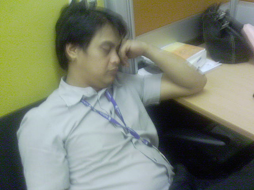 Sleeping - VInce sleeping on his station