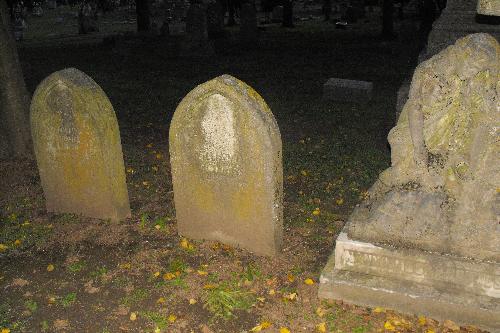 Respect the dead - An old pair of tombstones that seems to have long ago been forgotten.