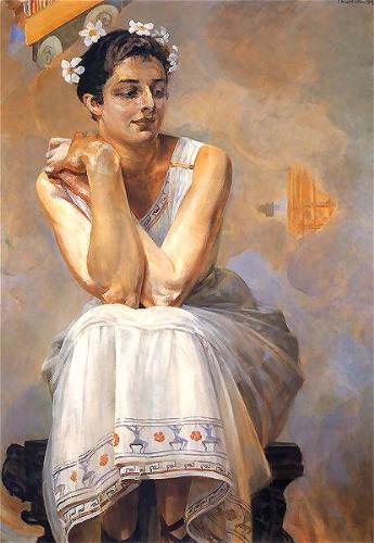 woman - Pytia- oil painting