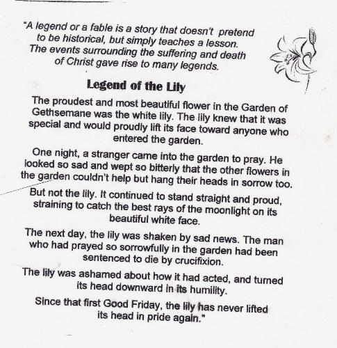 Legend Of The Lily - Thought you'd enjoy reading this