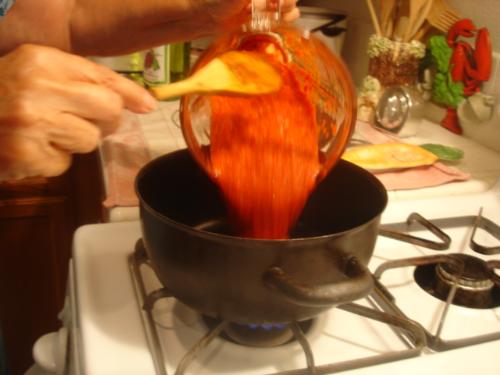 Making Red Hot Chili - Home made chili sauce.