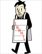 Crash Chart - Image showing a person with a downward going chart