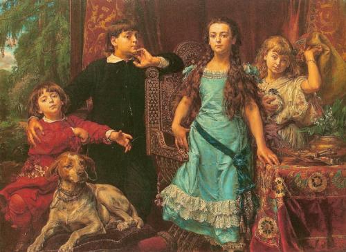 making friends - making friends-kids-oil painting
