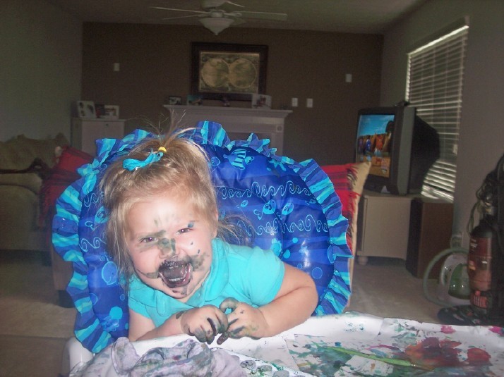 Pablo Picasso - Seeing as i left her alone while i was on the phone for 20 minutes, this was quite a suprise to find out she was eating paint..but pretty funny. Gotta love non-toxic.