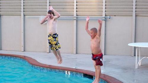 My boys enjoying swimming at the pool during our v - My boys enjoying swimming at the pool during our vacation to California